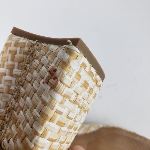Jeffrey Campbell Melange-3 White Tan Raffia Squared Toe Woven Slip On Sandal 9 - Picture 7 of 16
